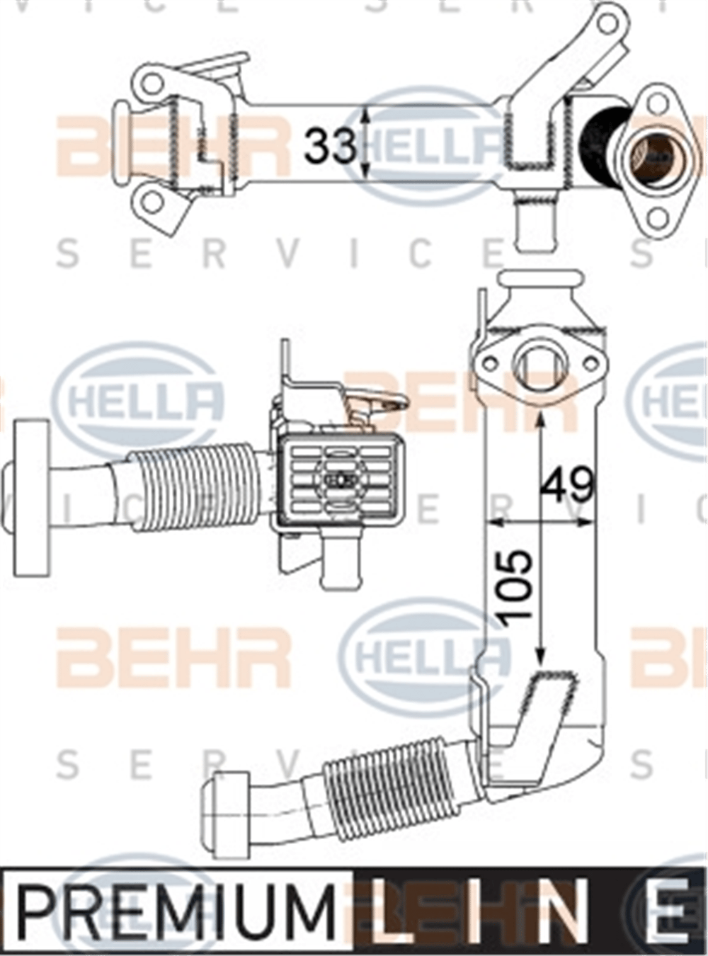BMW BEHR BHR CE 21 000P EGZOS RADYATÖRÜ 04-11 E46-87-90-91-92-93-60-61-65-66-X3 E83-X3 E83 LCI M47N-M57N-M57N2