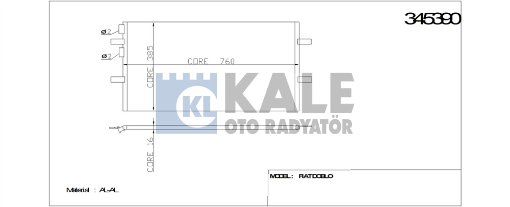 FORD KALE KAL 345390 KLIMA RADYATÖRÜ 06- TRANSIT V347 BM