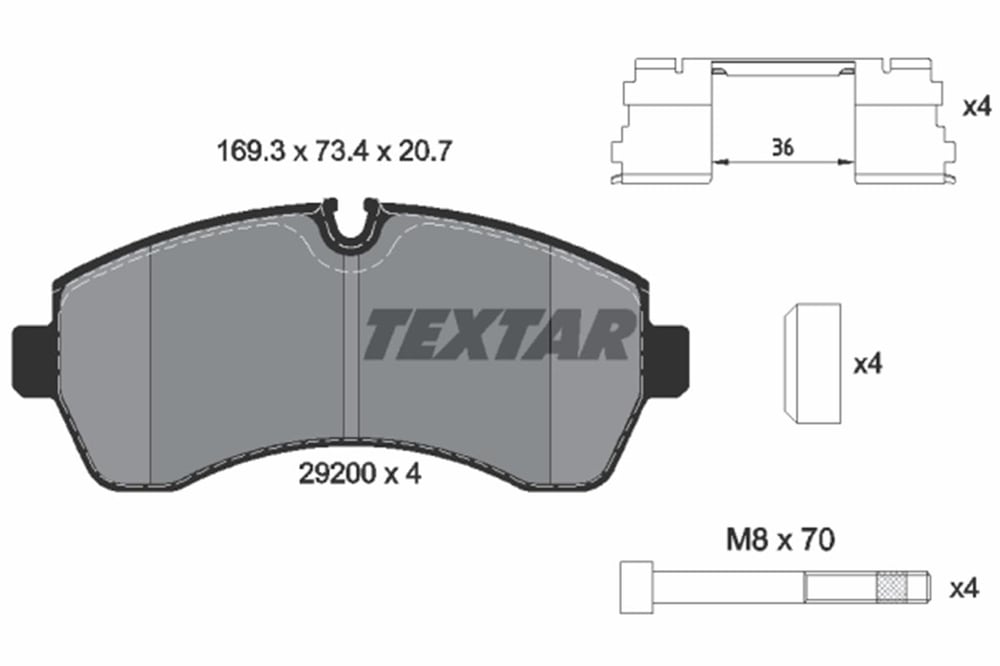 MERCEDES TEXTAR TX 2920002 FREN BALATASI ÖN 06- W906-907-910-CRAFTER-SPRINTER BM