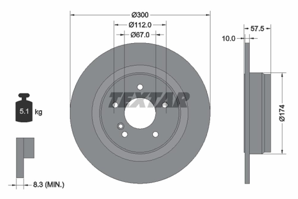 MERCEDES TEXTAR TX 92163303 FREN DISKI ARKA 07- W204-207 BM