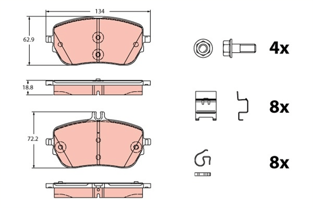MERCEDES W177-247-118 2018 SONRASI FREN BALATASI ÖN A0004206902