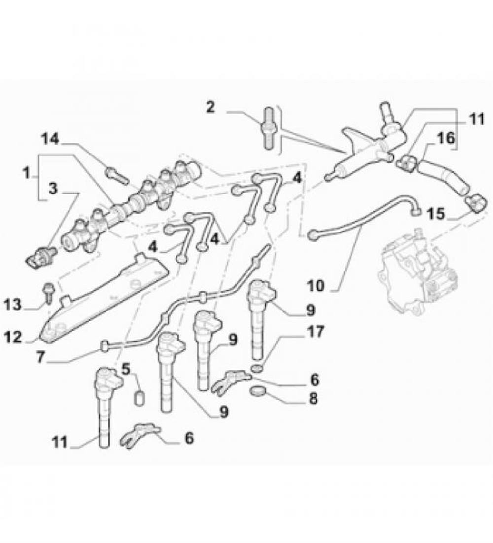 OPEL ASTRA H CORSA C CORSA D CORSA E MERIVA A MERIVA B ASTRA J AVEO T300 2004 SONRASI YAKIT DAGITICI HORTUM 817086