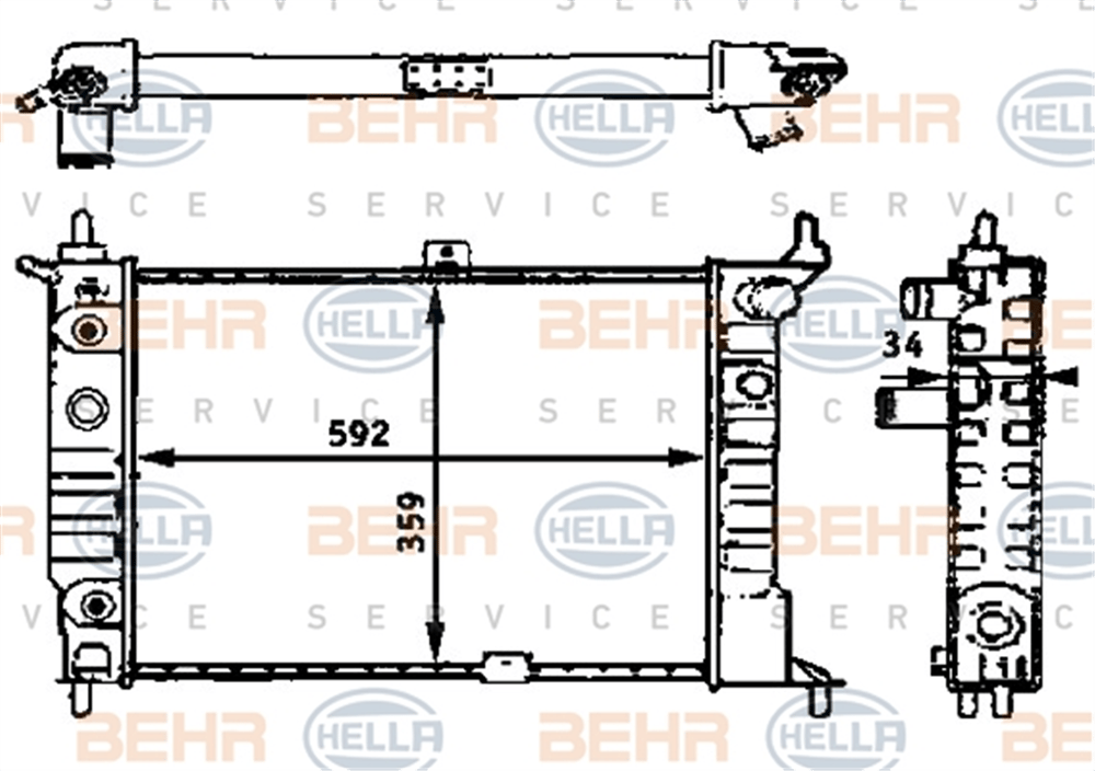 OPEL BEHR BHR CR 421 000S SU RADYATÖRÜ 92-98 ASTRA F C14NZ C14SE X16SZ C16NZ X16XEL C18NZ C18XEL X18XE