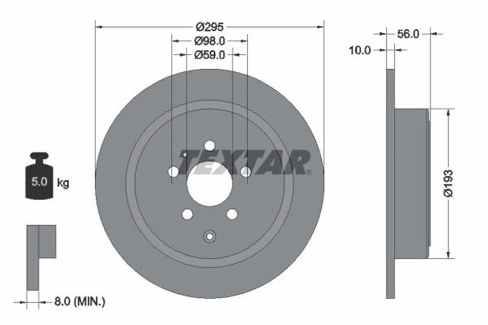 PSA TEXTAR TX 92074100 FREN DISKI ARKA 97-02 PEUGEOT 806 BM