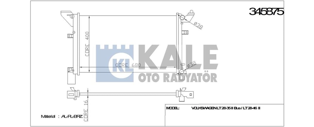 VW KALE KAL 345875 SU RADYATÖRÜ 96-06