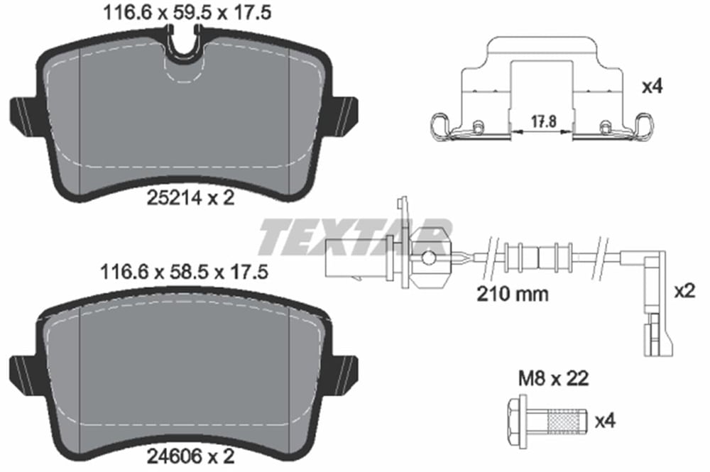 VW TEXTAR TX 2521402 FREN BALATASI ARKA 10- A6-A7-A8 BM