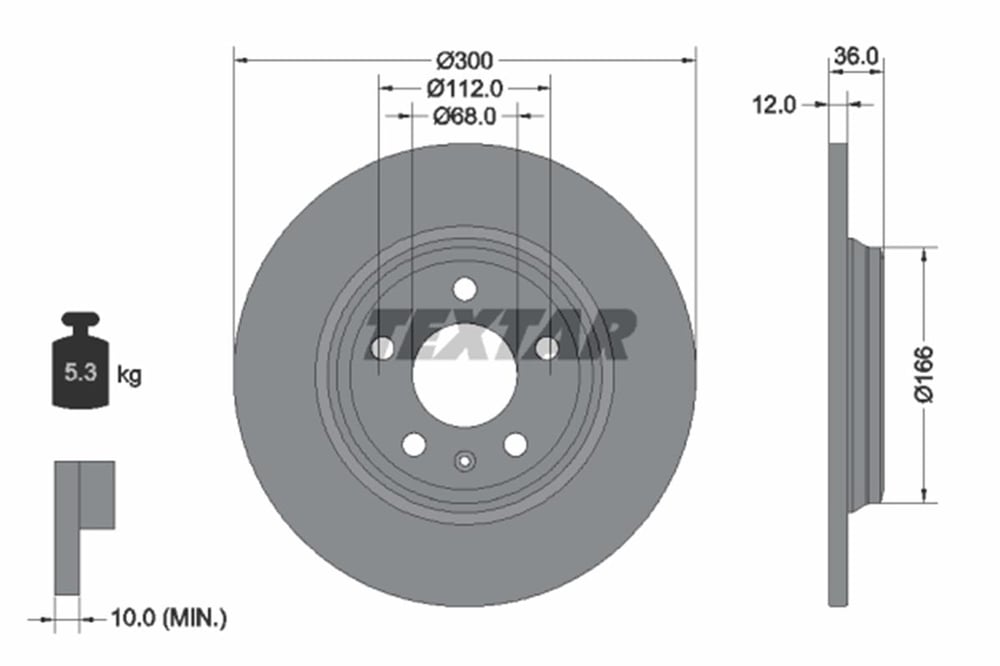 VW TEXTAR TX 92282803 FREN DISKI ARKA 15- A4-A5-Q5 BM