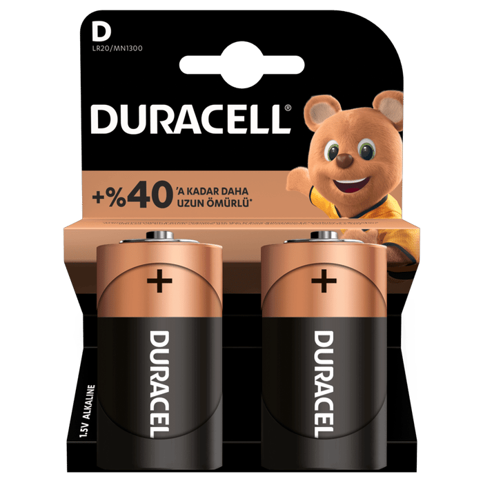 Duracell D Büyük Pil 2'li Kart