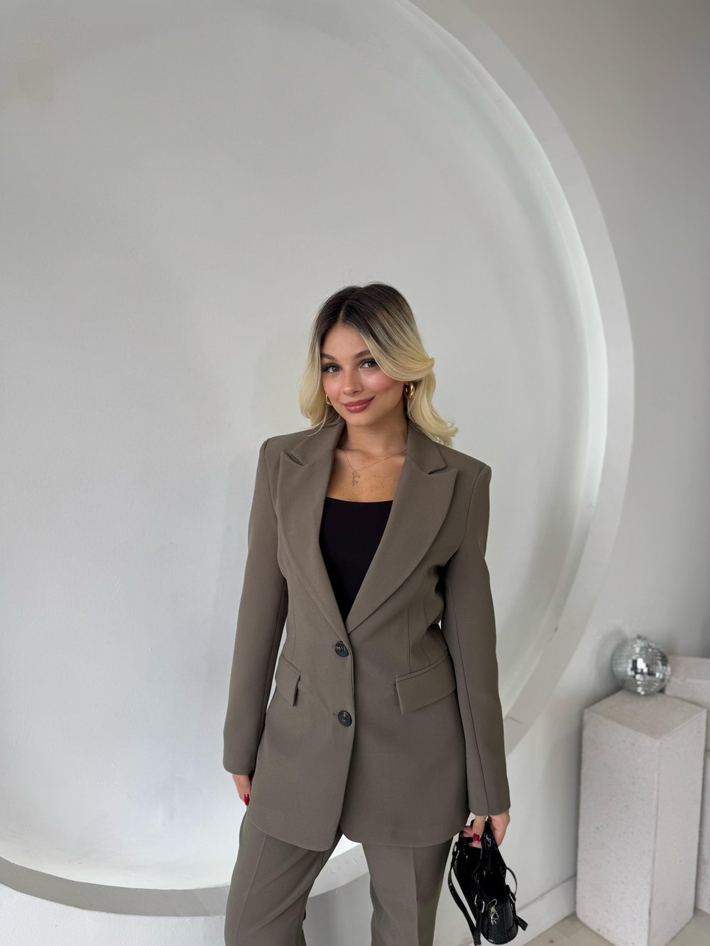 Haki Çift Düğme Blazer Ceket
