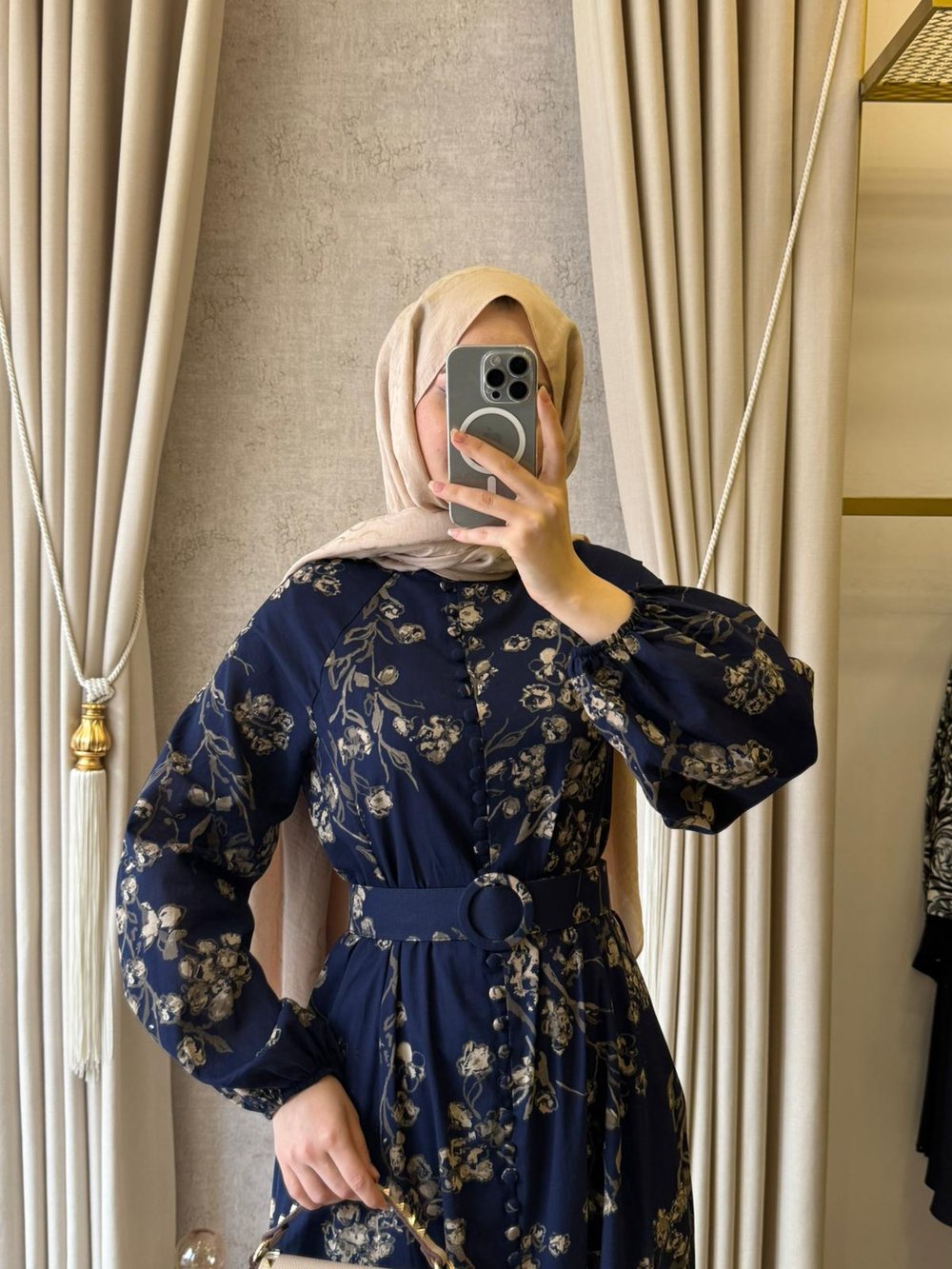 Miori Espa Brit Düğmeli Vual Elbise Lacivert
