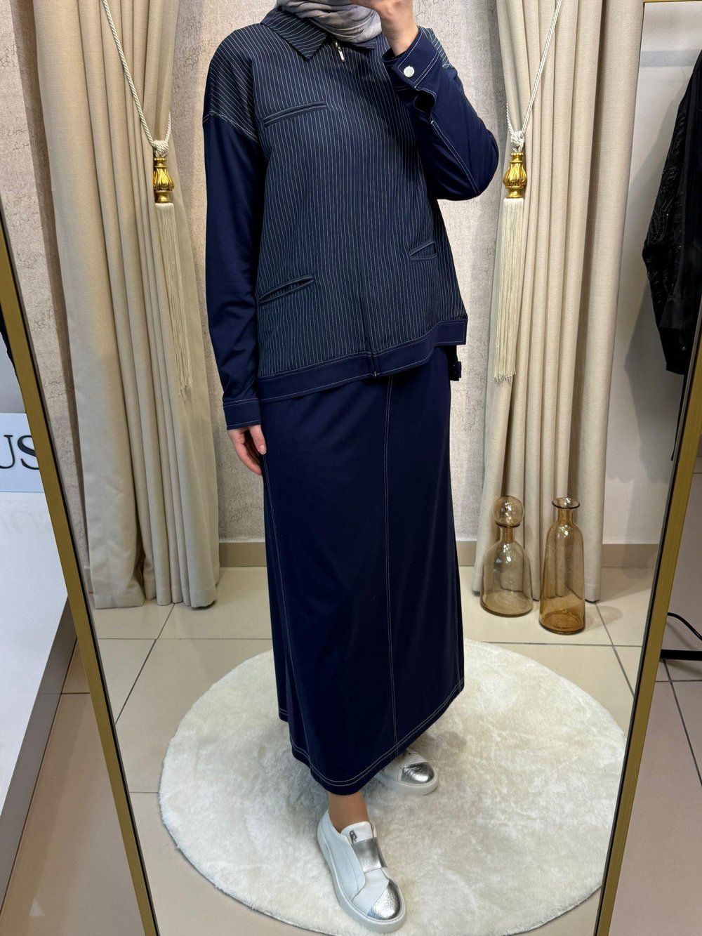 Tığ Triko 5064 Spor Dikişli Etekli Takım Lacivert