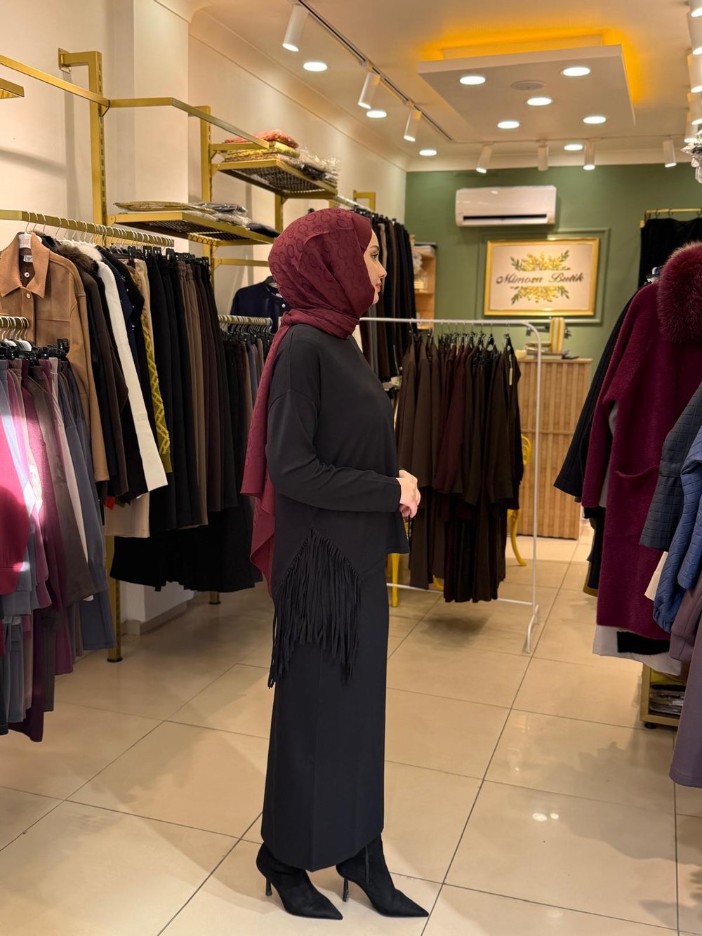 Tığ Triko Püskül Detaylı Bluz Etek Rayon Takım 21983 Siyah