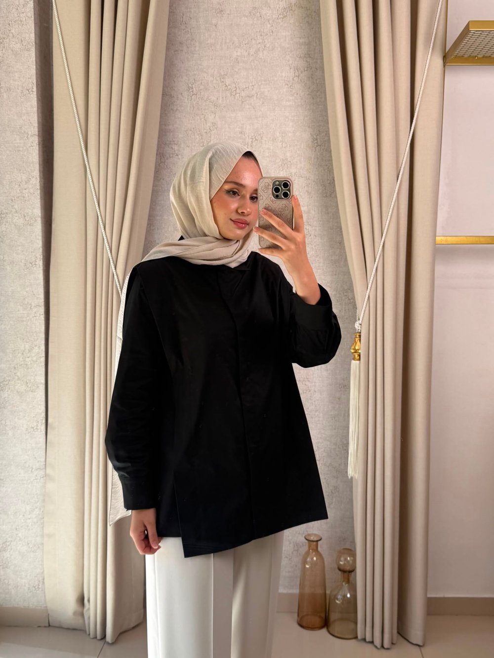 Miori Pat Detaylı Poplin Gömlek Siyah