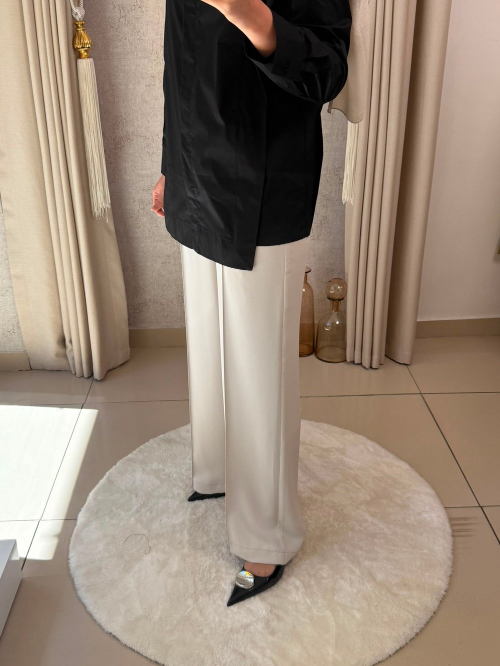 Miori Pat Detaylı Poplin Gömlek Siyah