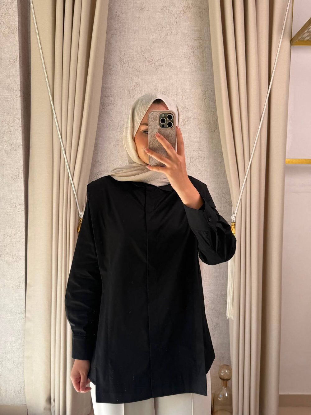 Miori Pat Detaylı Poplin Gömlek Siyah