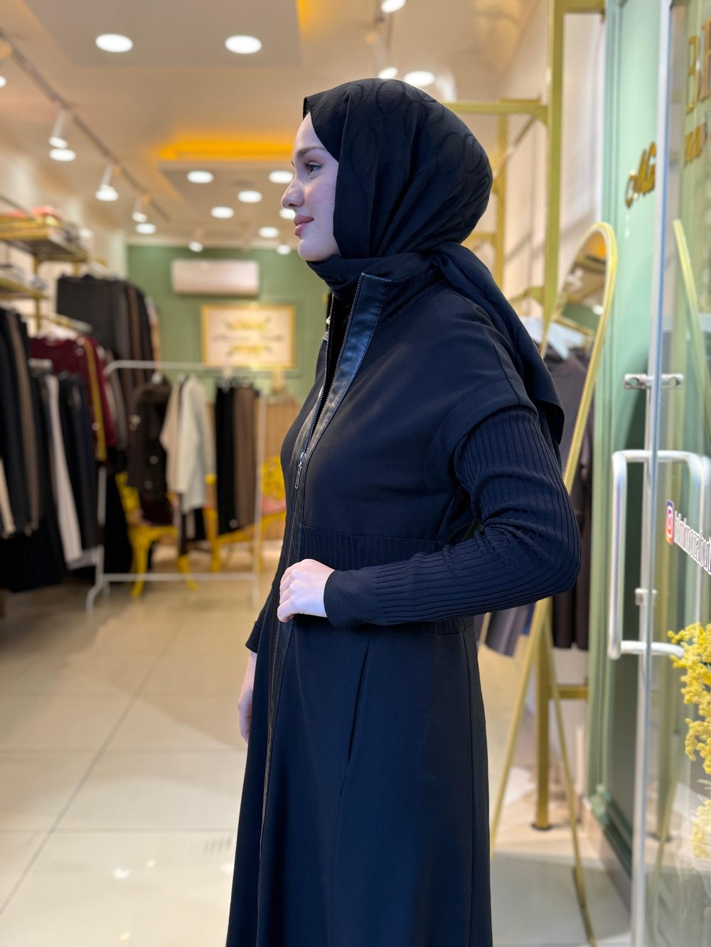 Nuss Kolu Merserize Detaylı Elbise Kap 6003 Siyah
