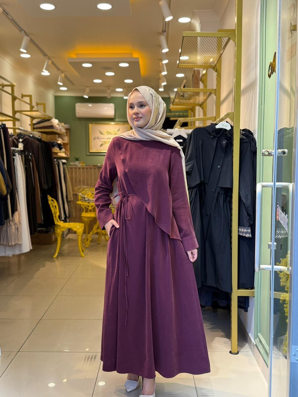 Miori Jave Modal Taşlanmış Elbise Bordo