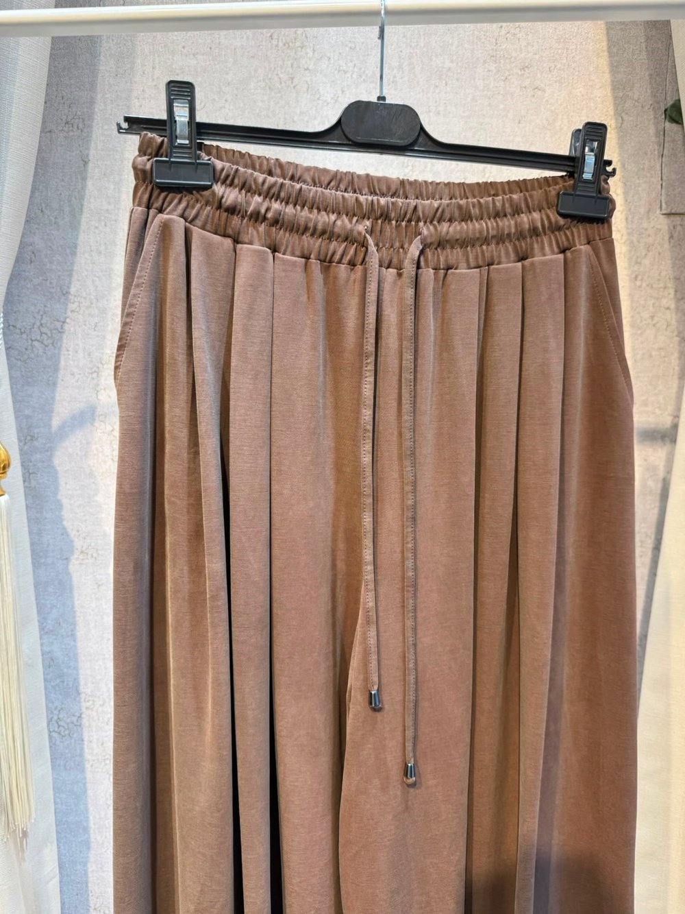 Sentez 5664 Pileli Geniş Paça Pantolon Kahverengi