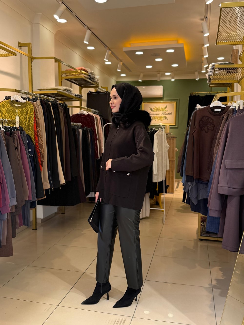 Sentez Tek Düğmeli Clasic Deri Pantolon 5402 Siyah