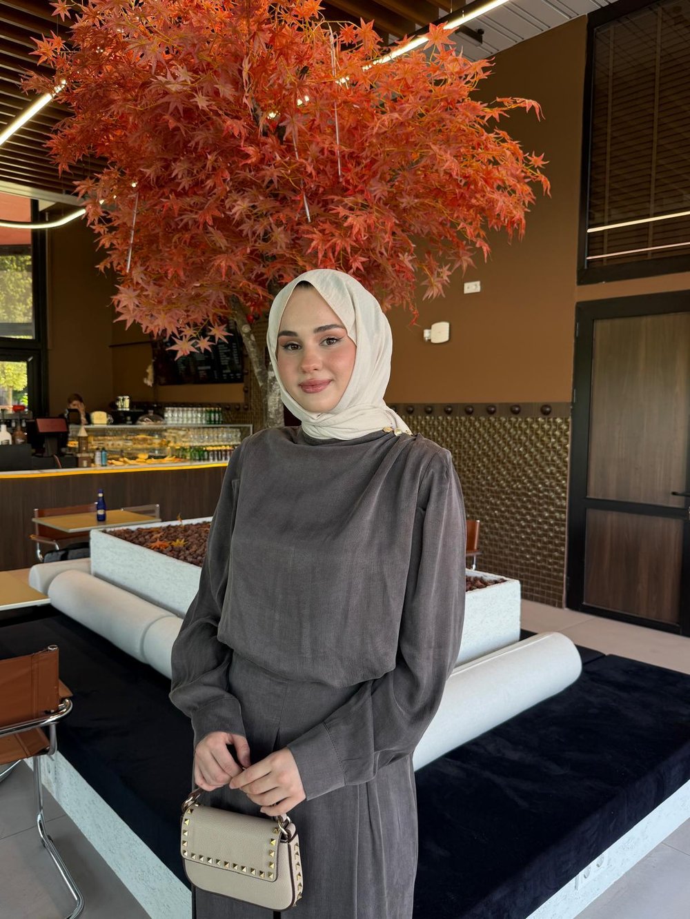 Miori Bois Taşlanmış İpek Pantolonlu Takım Antrasit