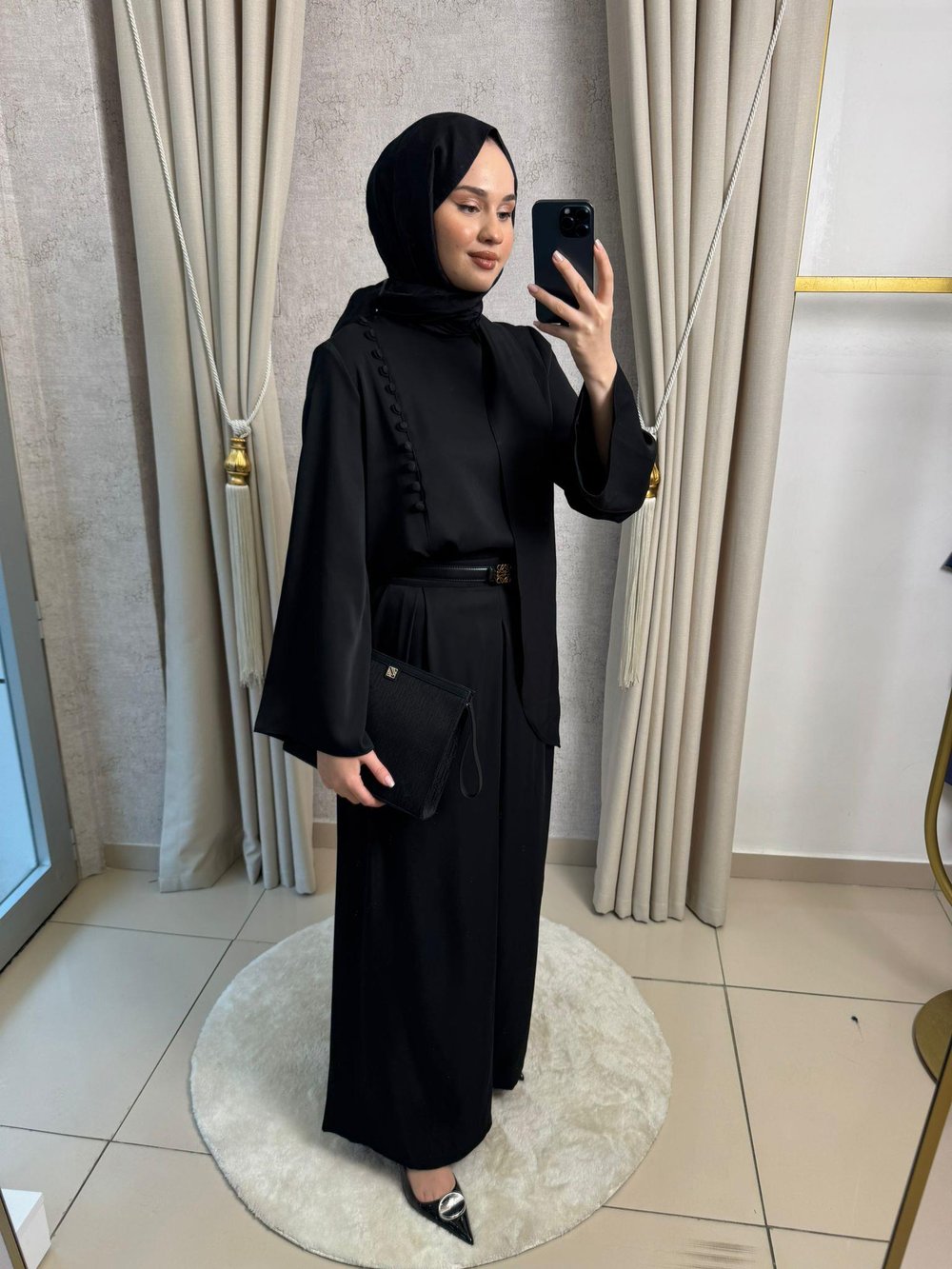 Miori Misse Brit Düğmeli  Pantolonlu Takım Siyah