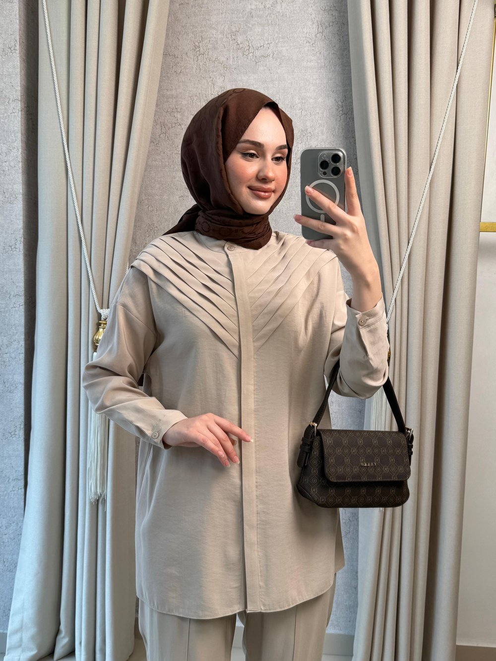 Nuss 1071 Pantolonlu Takım Latte