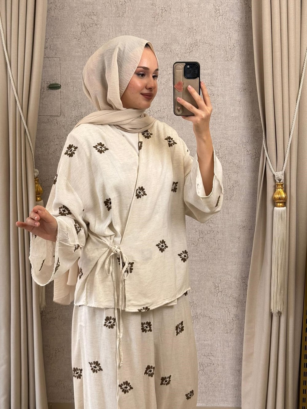 Orfeonegro Çiçek Desenli Kimono Takım