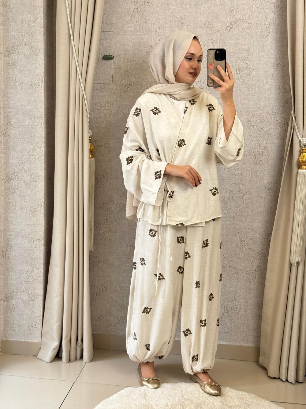 Orfeonegro Çiçek Desenli Kimono Takım