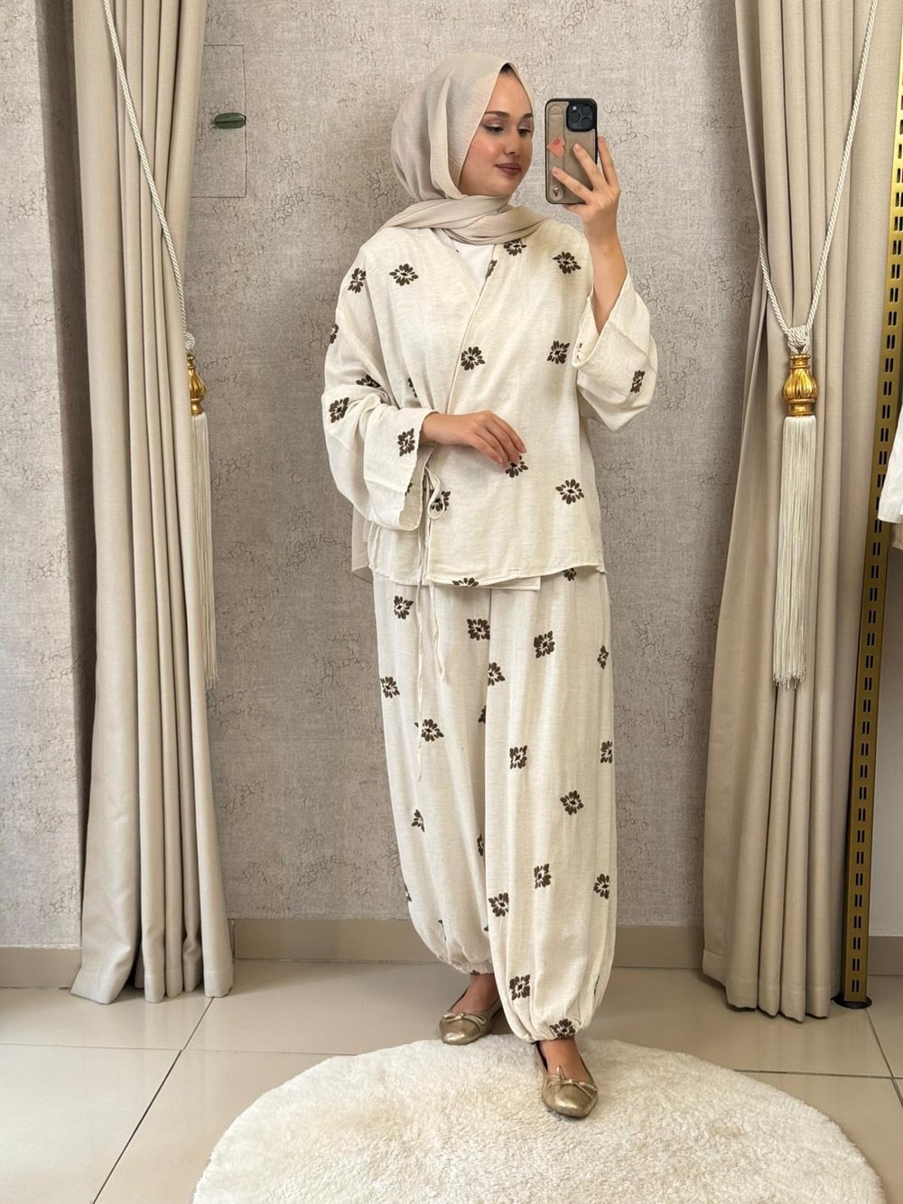 Orfeonegro Çiçek Desenli Kimono Takım