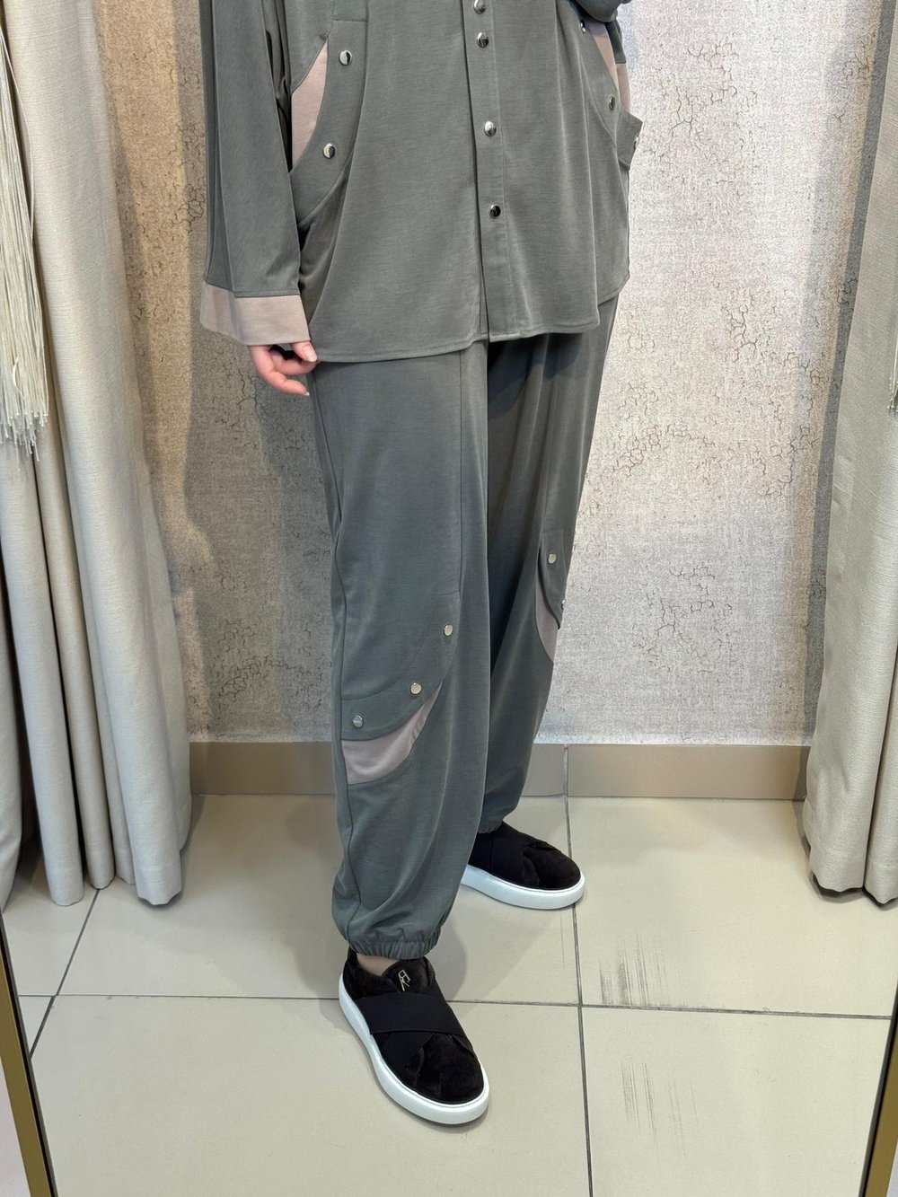 Tığ Triko 5126 Çıtçıtlı Tunik Pantolon Takım Yeşil