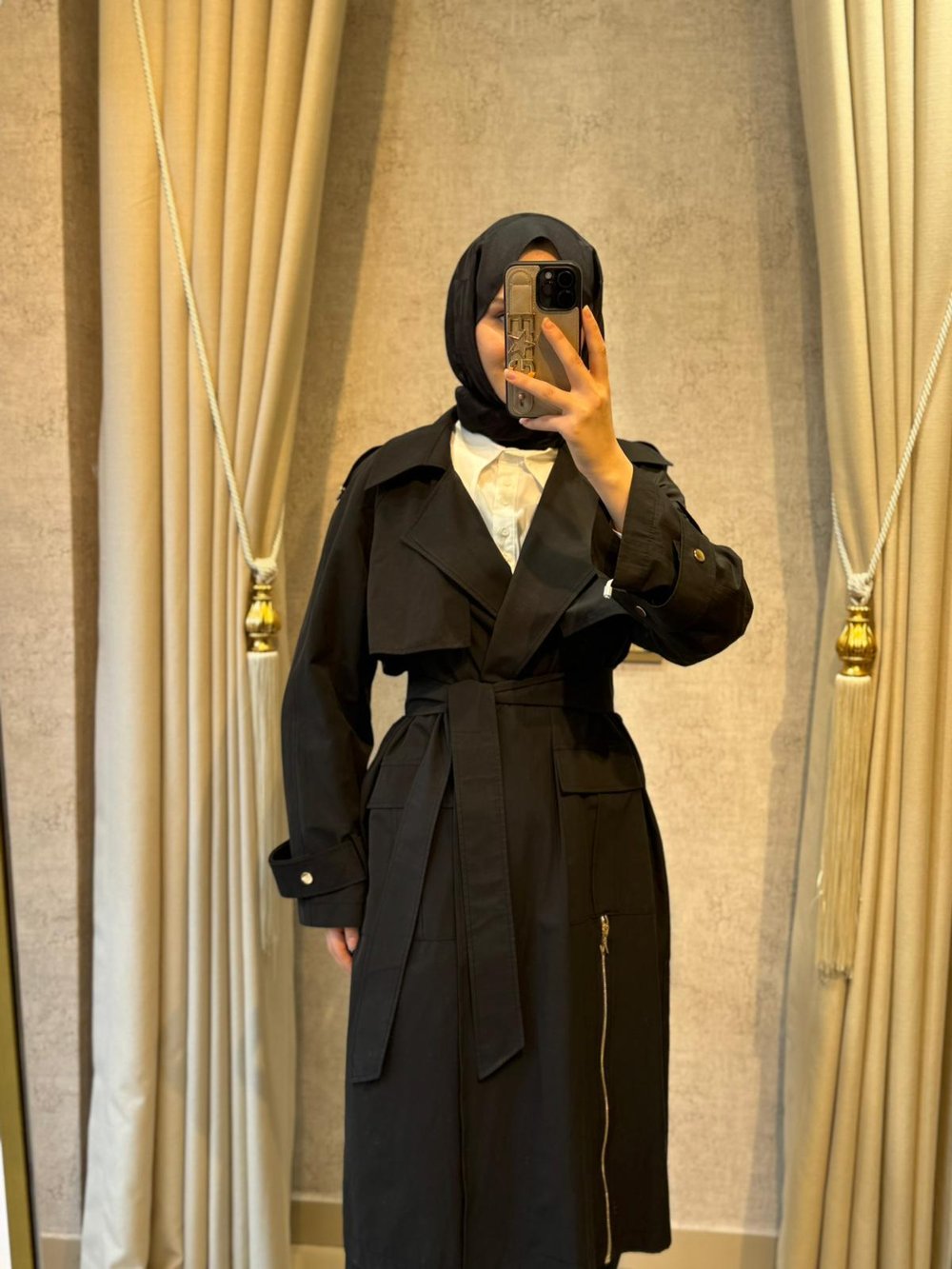 Nuss 6045 Eteği Fermuar Detaylı Trechkot Siyah