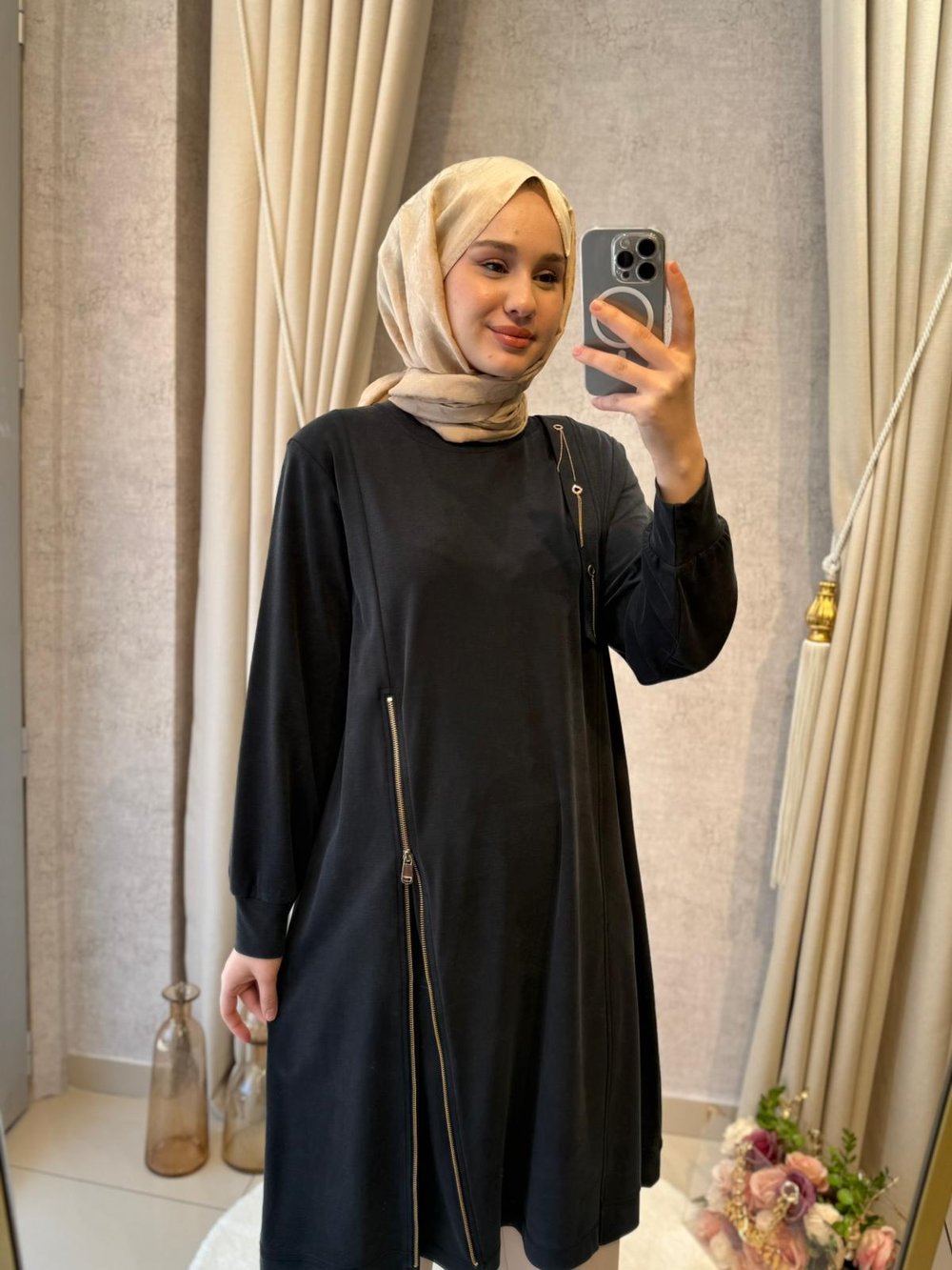 Behrem Büyük Beden Tesettür Tunik 20139 Siyah