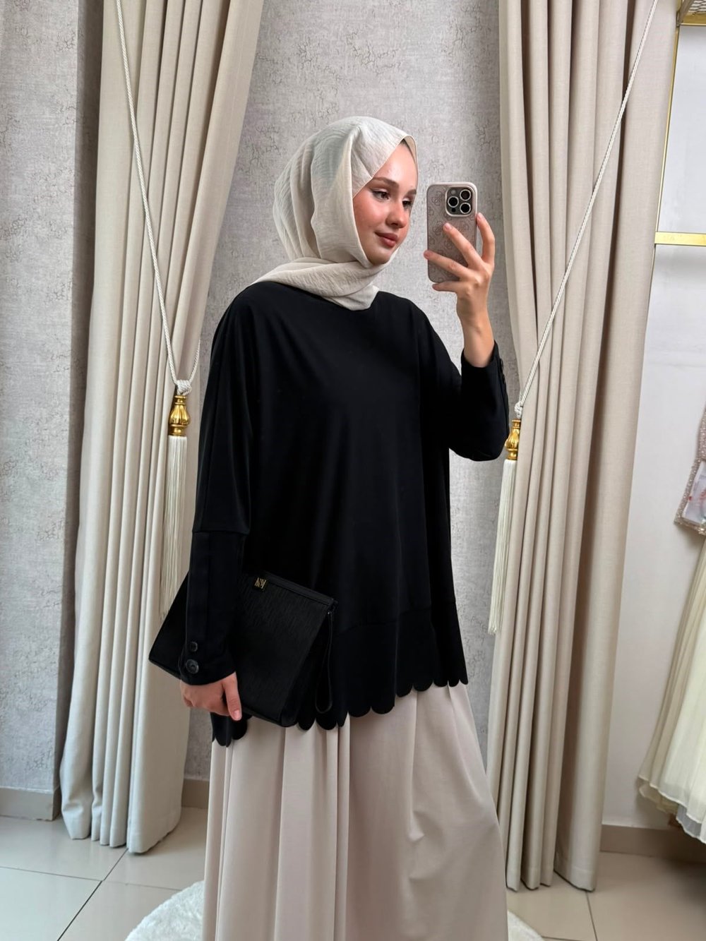 Tığ Triko 4103 Oversize Tunik Siyah