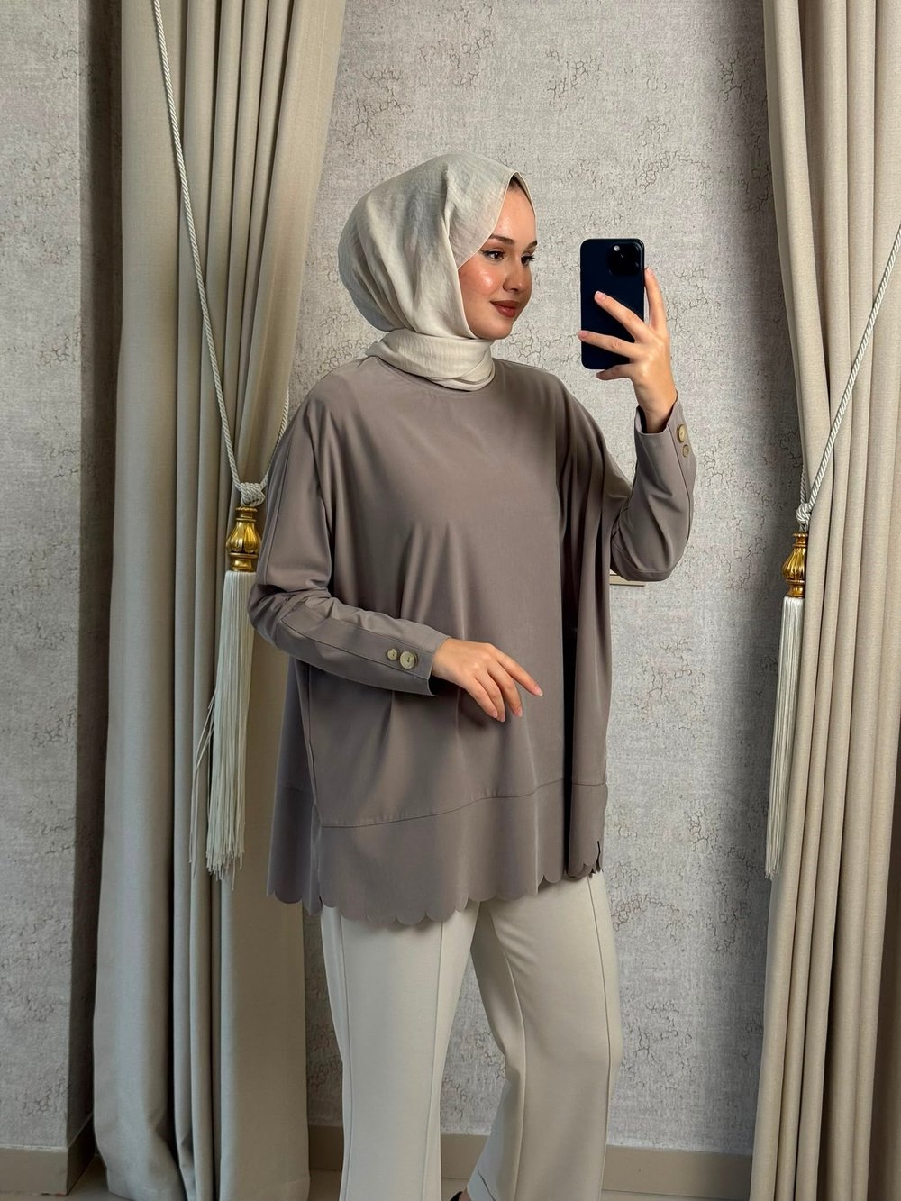 Tığ Triko 4103 Oversize Tunik Vizon
