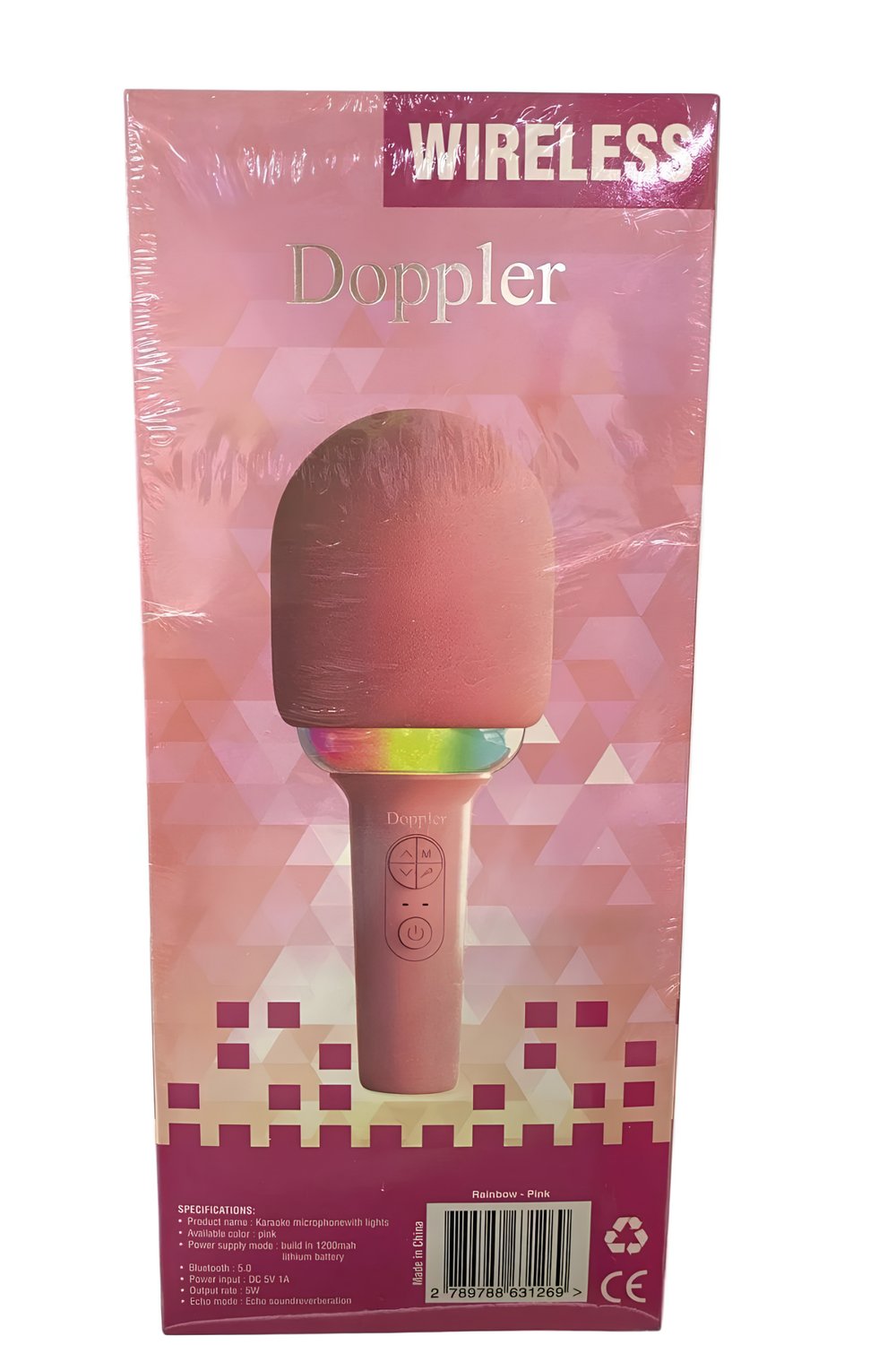 DOPPLER KARAOKE MİKROFON RAİNBOW PEMBE WİRELESS SES DEĞİŞTİRME ÖZELLİKLİ