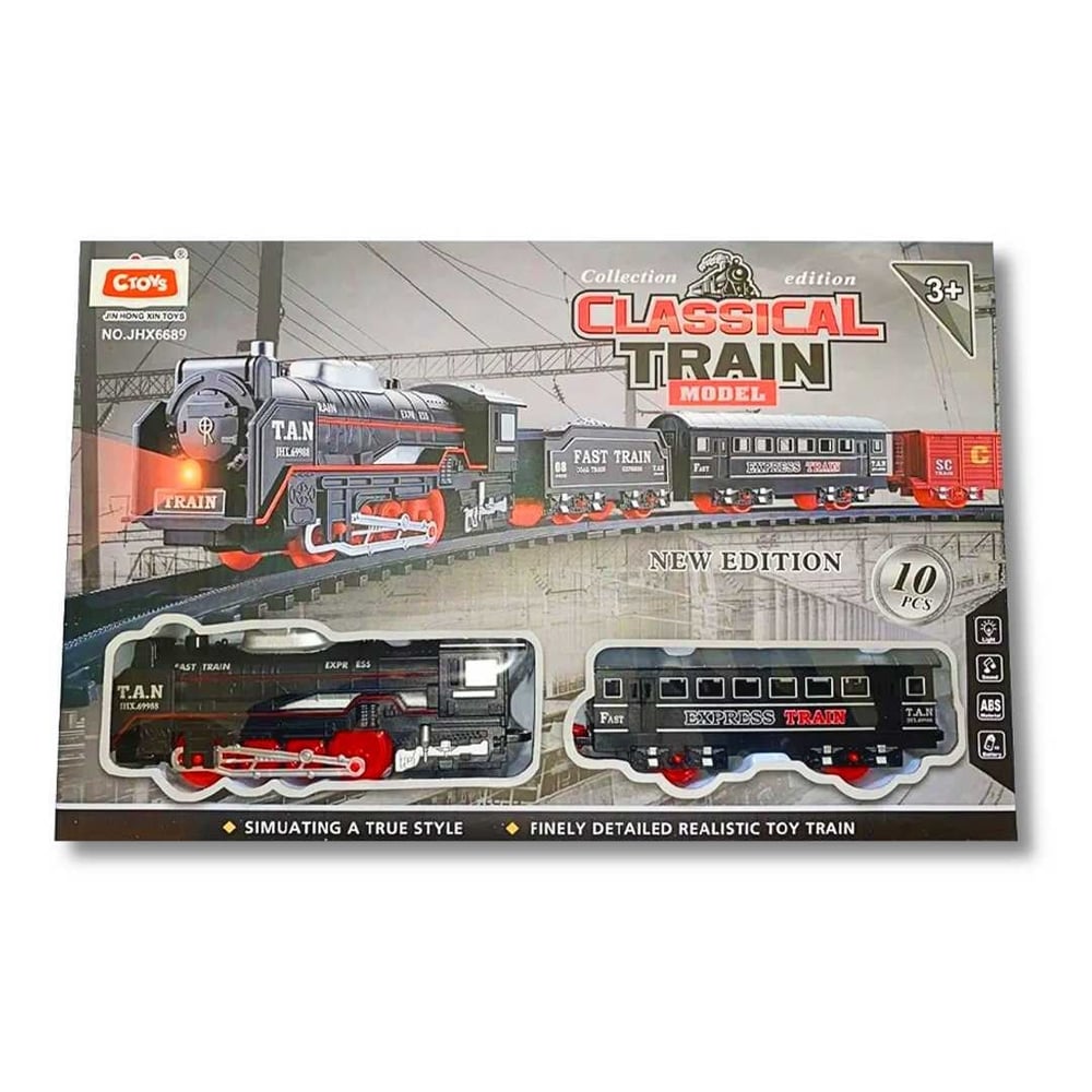 PASİFİK KLASİK TREN JHX6689 SESLİ IŞIKLI PİLLİ 10 PARÇA 3+