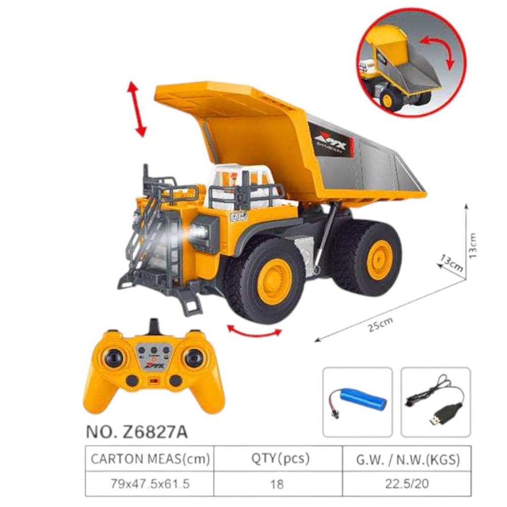 PASİFİK KUMANDALI KAMYON Z6827A 9CH F/F R/C 2.4G USB IŞIKLI ŞARJLI 1:18 
