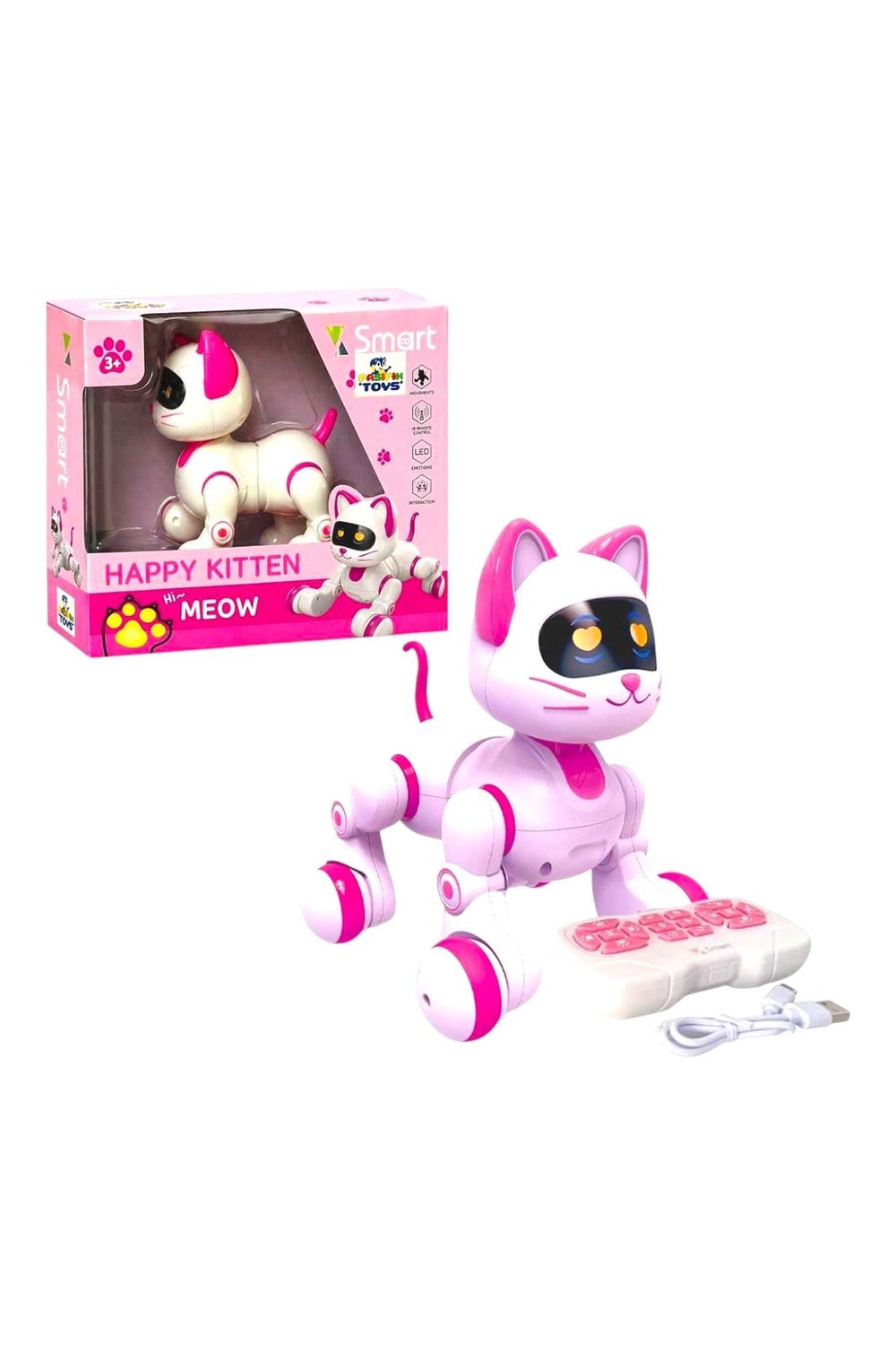 PASİFİK KUMANDALI ROBOT KEDİ 6602 İNTERAKTİF HAPPY KİTTEN HAREKETLİ SESLİ IŞIKLI ŞARJLI 3+