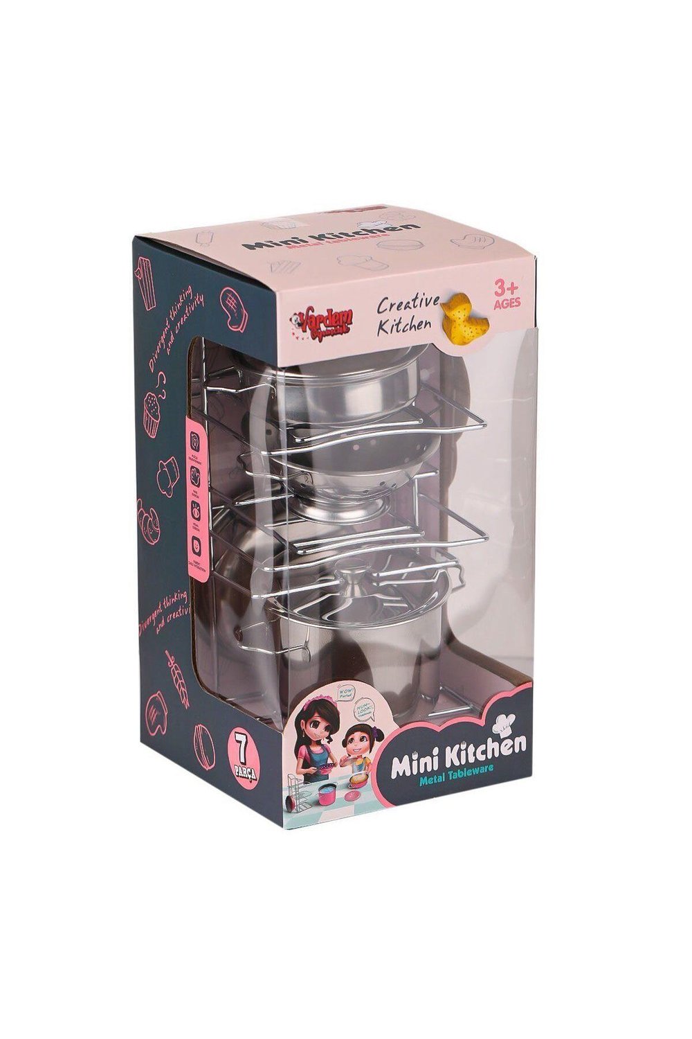 Seçtim Aldım Mini Kitchen 683e Çelik Tencere Tava Raflı Mutfak Seti 8 Parça 3