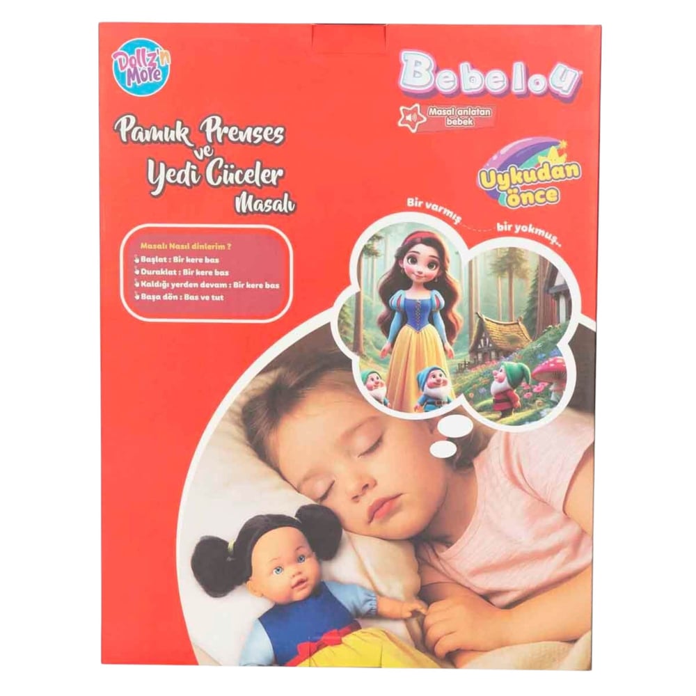 SUNMAN BEBELOU S00040022 UYKUDAN ÖNCE MASAL ANLATAN DOLGU BEBEK PAMUK PRENSES VE YEDİ CÜCELER 40 CM