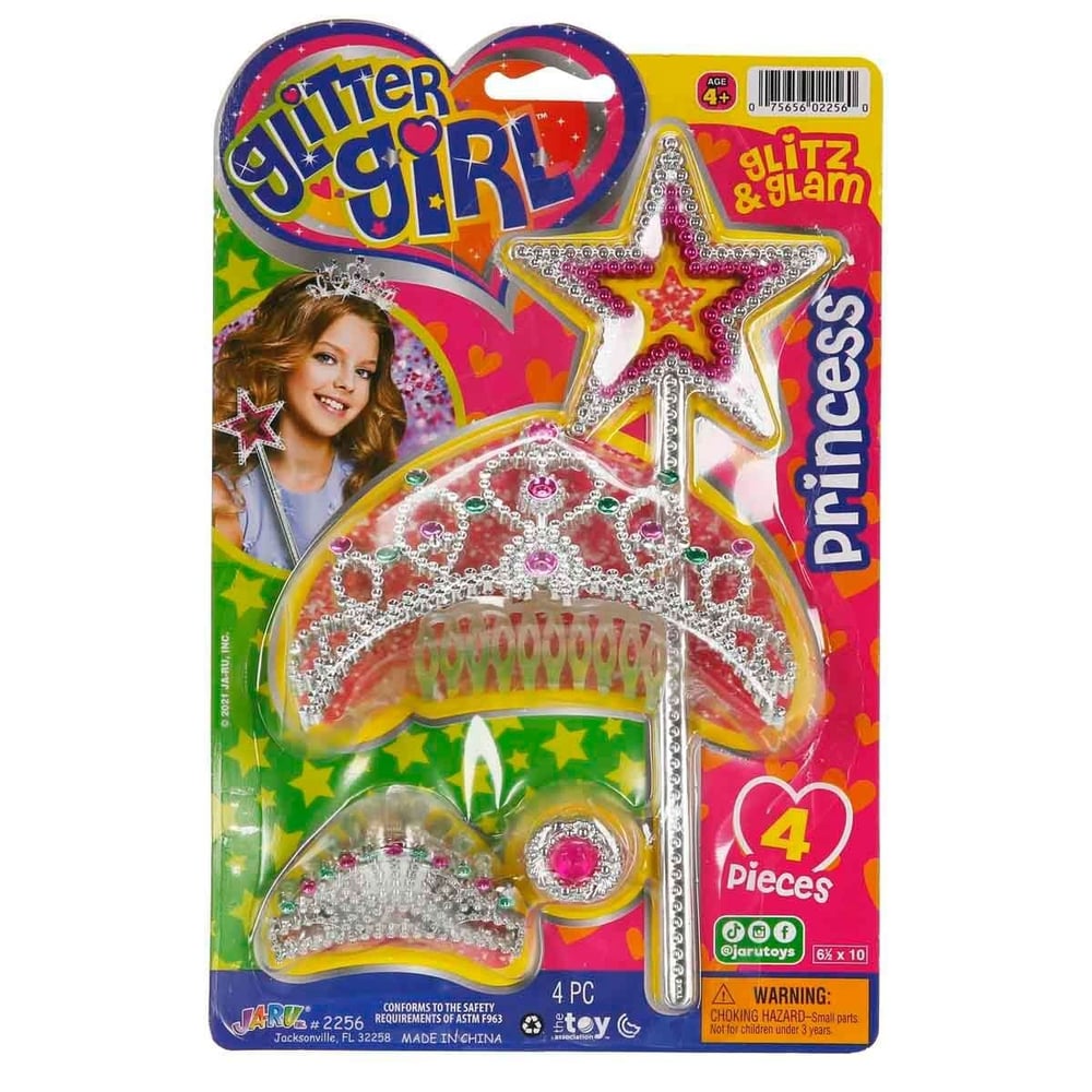 SUNMAN JARU 2256 GLİTTER GİRL KOKOŞ SET SİMLİ TAÇ ASA TOKA YÜZÜK 4 PARÇA 4+