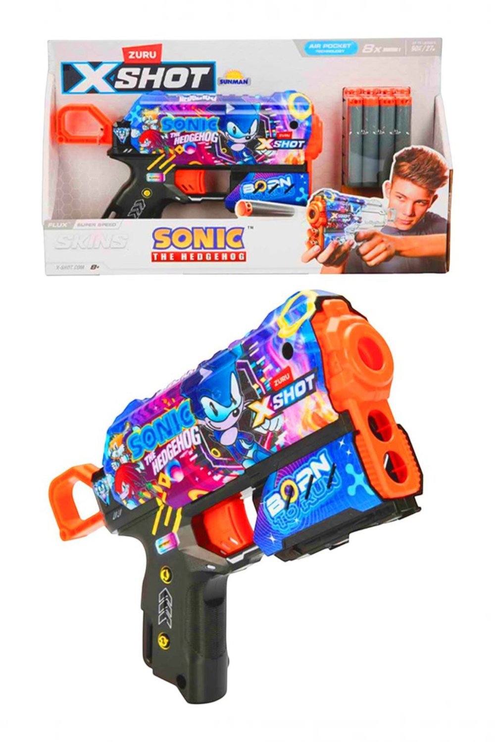 Zuru X-Shot Sonic Skins Flux Oyuncak Sünger Tabancası 36648 - 8 Mermi Dahil