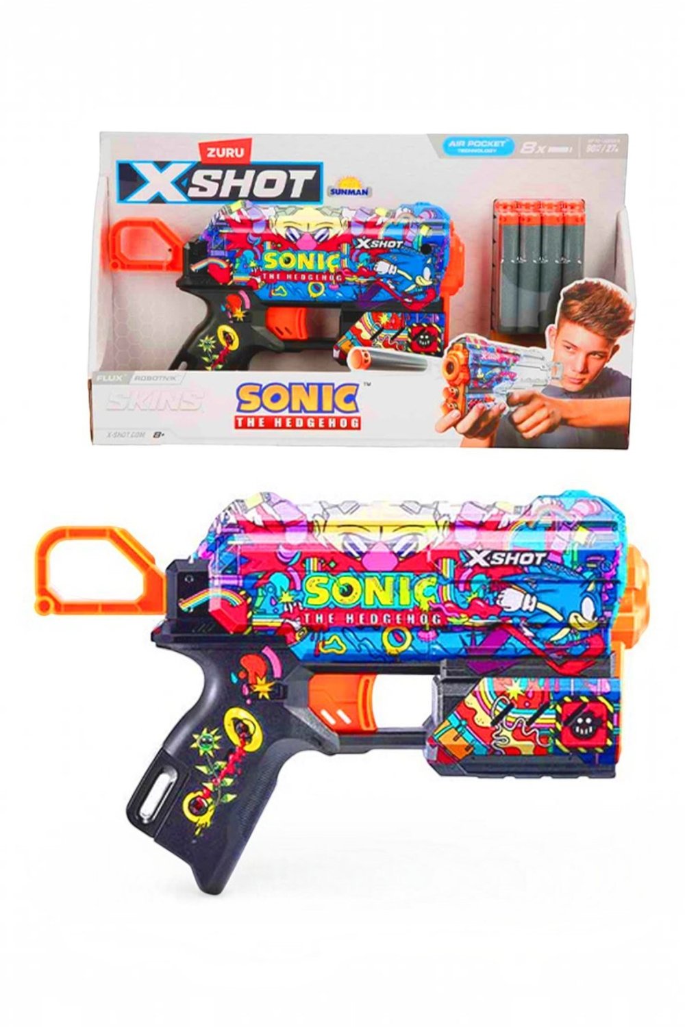 Zuru X-Shot Sonic Skins Flux Oyuncak Sünger Tabancası 36648 - 8 Mermi Dahil