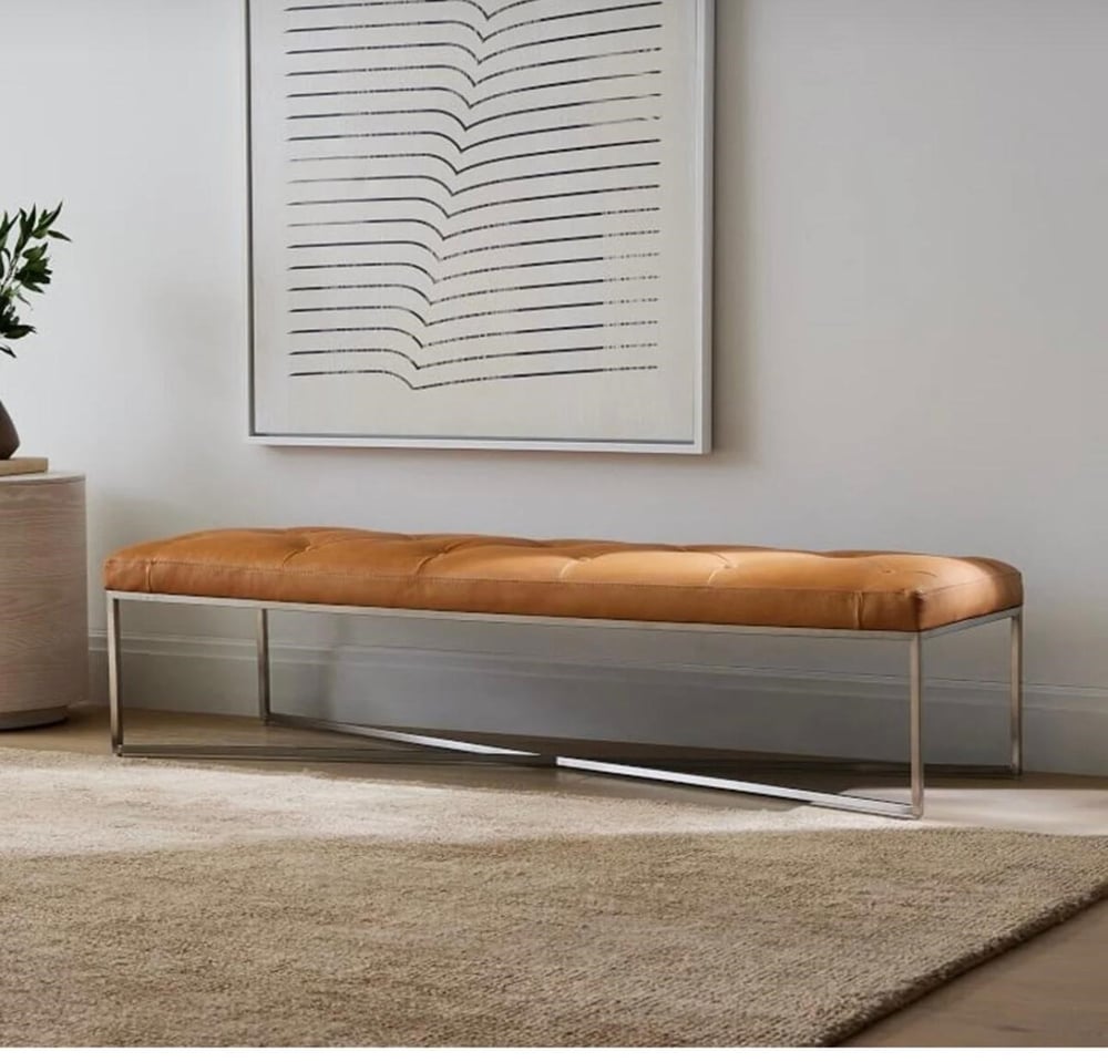 Gerçek Deri / Paslanmaz Metal Bench