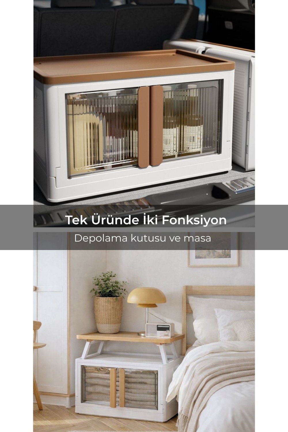 Çok Amaçlı Katlanabilir Kutu 64X40X54 cm 72 L Bej