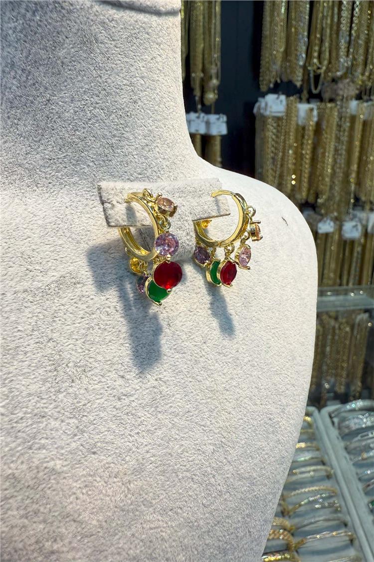 14 K Yeşil Altın Renk Gold  XUPİNG Serisi Küpeler