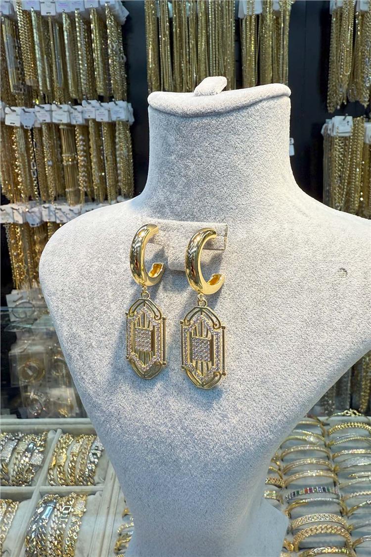 14 K Yeşil Altın Renk Gold  XUPİNG Serisi Küpeler