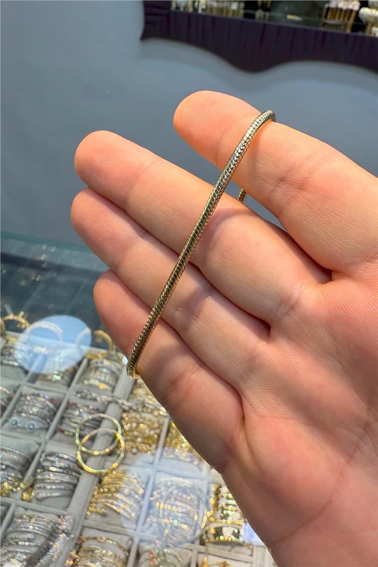 14 K Yeşil Altın Renk Balık Sırtı Bileklik