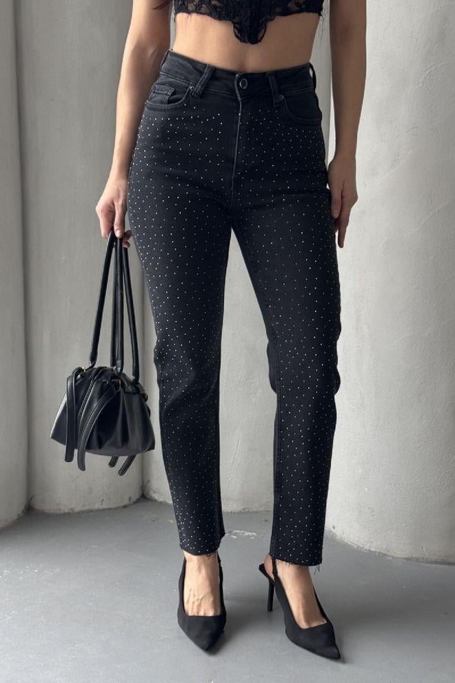 Serpme Taşlı Mom Jean
