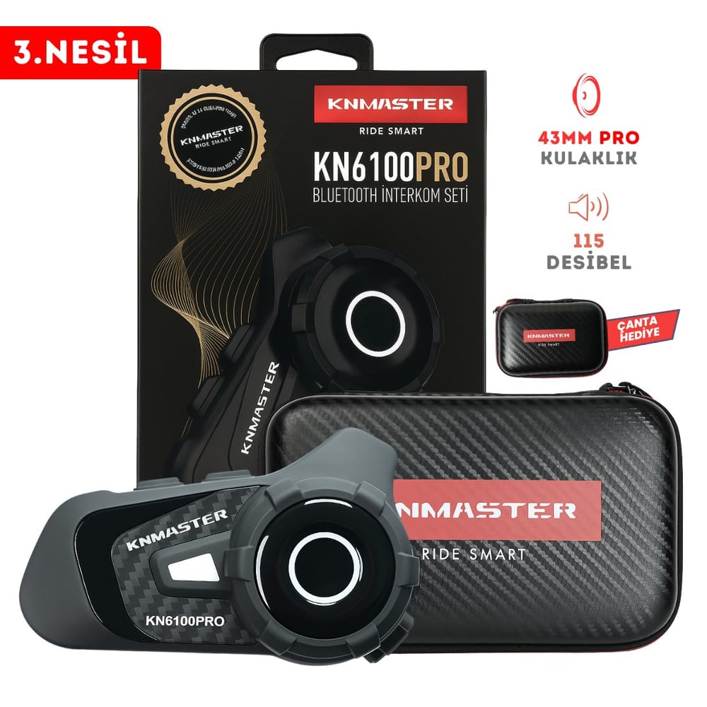 Knmaster KN6100 Pro Motosiklet Kask İnterkom Bluetooth Intercom Kulaklık Seti - V-Twin Motosiklet Ekipmanları